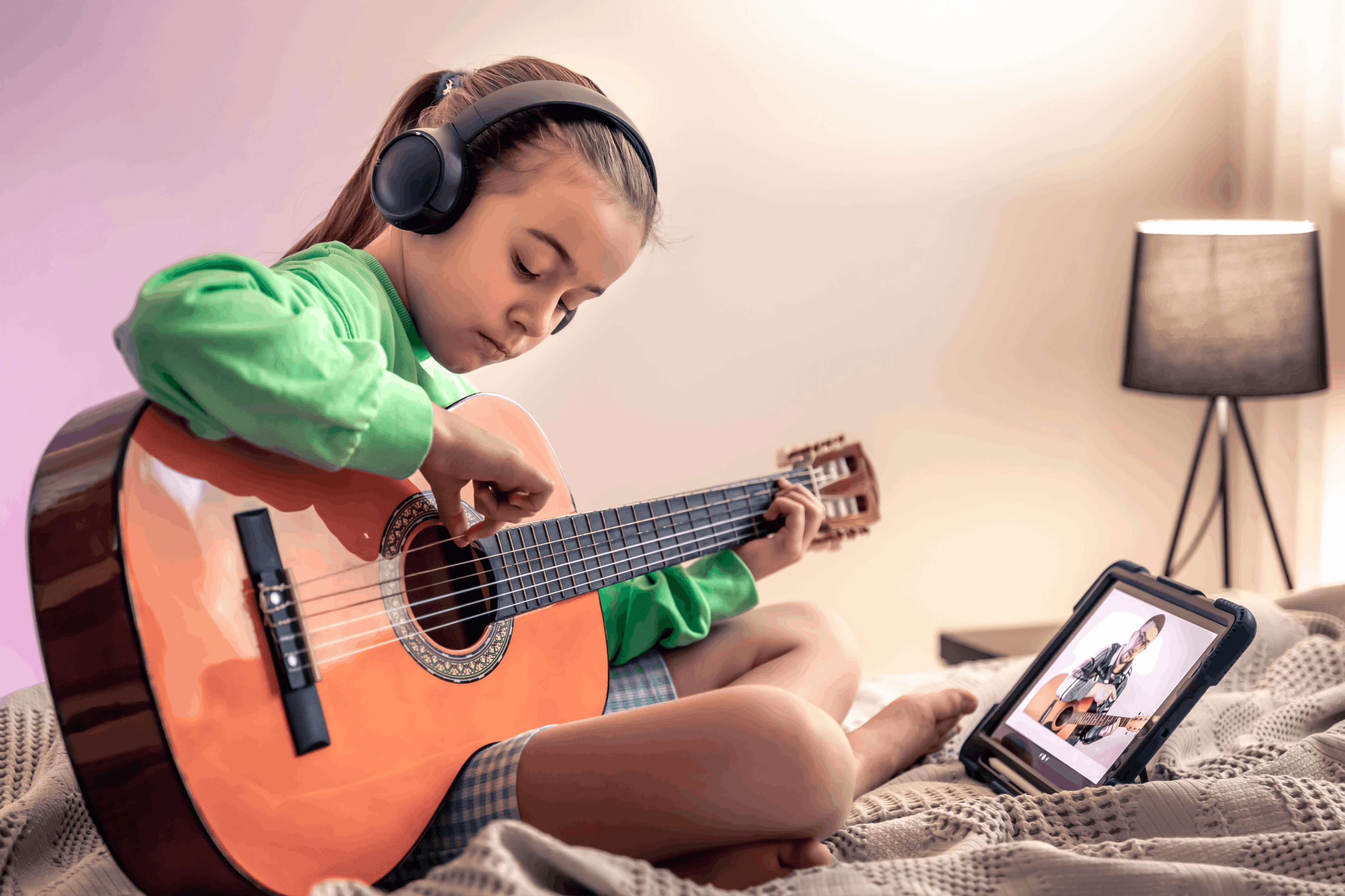 Child playing guitar