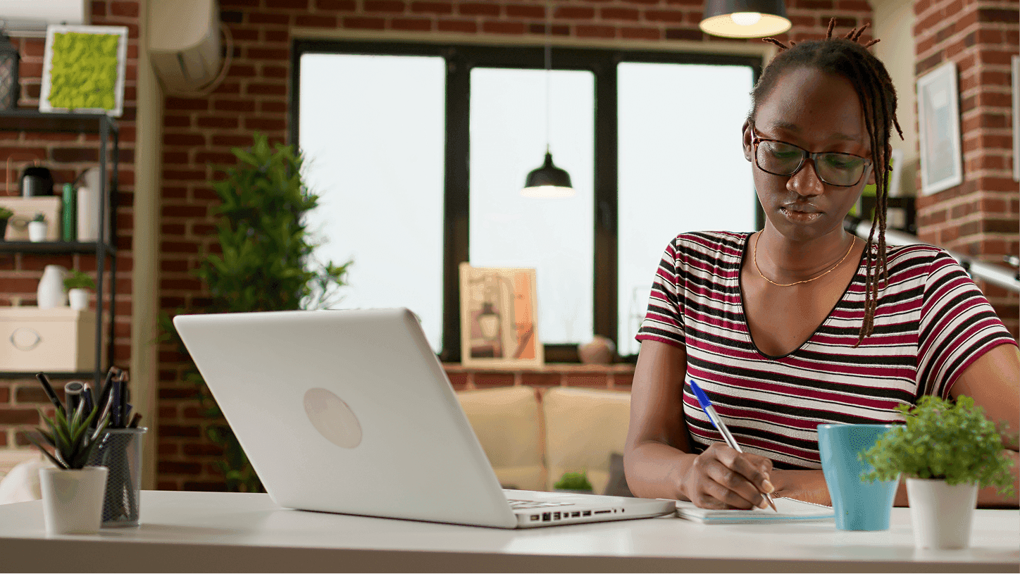 Student studying at home